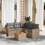 VidaXL Set Divano da Giardino 6 pz con Cuscini Beige in Polyrattan