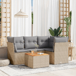 VidaXL Set Divano da Giardino 5 pz con Cuscini Beige Misto Polyrattan