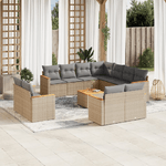 VidaXL Set Divani da Giardino 12 pz con Cuscini Beige in Polyrattan