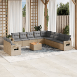 VidaXL Set Divano da Giardino 12 pz con Cuscini Beige Misto Polyrattan