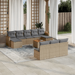 VidaXL Set Divano da Giardino 11 pz con Cuscini Beige Misto Polyrattan