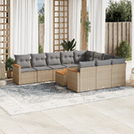 VidaXL Set Divano da Giardino 11 pz con Cuscini Beige Misto Polyrattan