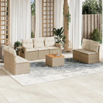 VidaXL Set Divano da Giardino 8 pz con Cuscini Beige in Polyrattan