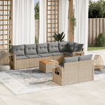 VidaXL Set Divano da Giardino 9 pz con Cuscini Beige in Polyrattan