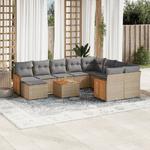 VidaXL Set Divani da Giardino 11 pz con Cuscini Beige in Polyrattan