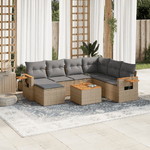 VidaXL Set Divano da Giardino 8 pz con Cuscini Beige in Polyrattan