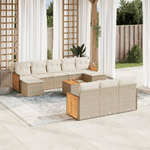 VidaXL Set Divani da Giardino 11 pz con Cuscini Beige in Polyrattan