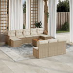 VidaXL Set Divani da Giardino 11 pz con Cuscini Beige in Polyrattan