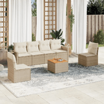 VidaXL Set Divani da Giardino 7 pz con Cuscini Beige in Polyrattan