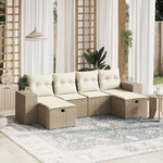 VidaXL Set Divano da Giardino 6 pz con Cuscini Beige in Polyrattan