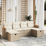 VidaXL Set Divano da Giardino 6 pz con Cuscini Beige in Polyrattan