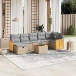 vidaXL Set Divano da Giardino 8 pz con Cuscini Beige Misto Polyrattan