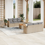 VidaXL Set Divano da Giardino 7 pz con Cuscini Beige Misto Polyrattan