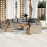 VidaXL Set Divano da Giardino 11 pz con Cuscini Beige Misto Polyrattan