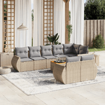 VidaXL Set Divano da Giardino 9 pz con Cuscini Beige in Polyrattan