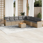 VidaXL Set Divano da Giardino 10 pz con Cuscini Beige in Polyrattan