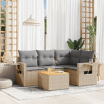 VidaXL Set Divano da Giardino 5 pz con Cuscini Beige in Polyrattan