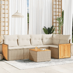 VidaXL Set Divano da Giardino 6 pz con Cuscini Beige in Polyrattan