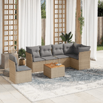 VidaXL Set Divani da Giardino 7 pz con Cuscini Beige in Polyrattan