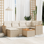 VidaXL Set Divani da Giardino 7 pz con Cuscini Beige in Polyrattan