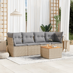 VidaXL Set Divano da Giardino 5 pz con Cuscini Beige in Polyrattan