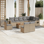 VidaXL Set Divano da Giardino 11 pz con Cuscini Beige Misto Polyrattan