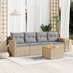 VidaXL Set Divano da Giardino 5 pz con Cuscini Beige Misto Polyrattan