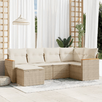 VidaXL Set Divano da Giardino 6 pz con Cuscini Beige in Polyrattan