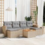 VidaXL Set Divani da Giardino 7 pz con Cuscini Beige in Polyrattan