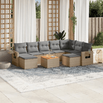 VidaXL Set Divano da Giardino 10 pz con Cuscini Beige in Polyrattan