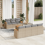 VidaXL Set Divano da Giardino 8 pz con Cuscini Beige Misto Polyrattan