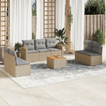 VidaXL Set Divano da Giardino 8 pz con Cuscini Beige Misto Polyrattan