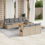 VidaXL Set Divano da Giardino 11 pz con Cuscini Beige Misto Polyrattan