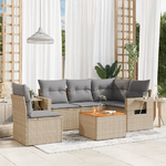 VidaXL Set Divano da Giardino 6 pz con Cuscini Beige Misto Polyrattan