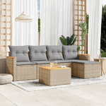 VidaXL Set Divano da Giardino 6 pz con Cuscini Beige in Polyrattan