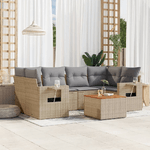 VidaXL Set Divani da Giardino 7 pz con Cuscini Beige in Polyrattan