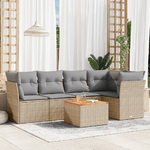 VidaXL Set Divano da Giardino 6 pz con Cuscini Beige Misto Polyrattan