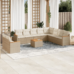 VidaXL Set Divani da Giardino 11 pz con Cuscini Beige in Polyrattan