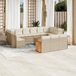 VidaXL Set Divani da Giardino 14pz con Cuscini in Polyrattan Beige