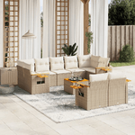 VidaXL Set Divano da Giardino 10 pz con Cuscini Beige in Polyrattan