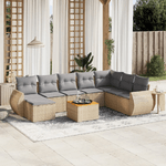 VidaXL Set Divano da Giardino 9 pz con Cuscini Beige in Polyrattan