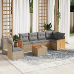 VidaXL Set Divani da Giardino 7 pz con Cuscini Beige in Polyrattan