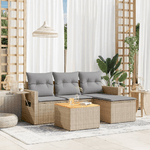 VidaXL Set Divano da Giardino 5 pz con Cuscini Beige Misto Polyrattan