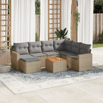 VidaXL Set Divano da Giardino 8 pz con Cuscini Beige in Polyrattan