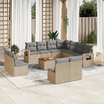 VidaXL Set Divano da Giardino 12 pz con Cuscini Beige Misto Polyrattan