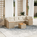 VidaXL Set Divano da Giardino 8 pz con Cuscini Beige in Polyrattan