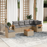 VidaXL Set Divani da Giardino 7 pz con Cuscini Beige in Polyrattan