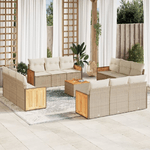 VidaXL Set Divano da Giardino 13 pz con Cuscini Beige in Polyrattan