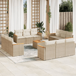 VidaXL Set Divano da Giardino 13 pz con Cuscini Beige in Polyrattan