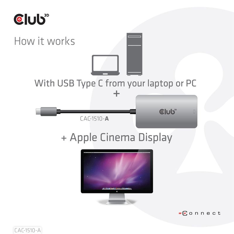 CLUB3D-CAC-1510-A-cavo-e-adattatore-video-025-m-USB-tipo-C-DVI-Grigio